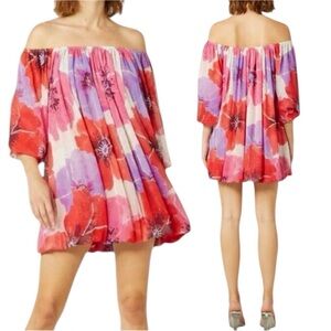 MISA LA Devon Floral Bubble Mini Dress in Poppy Love Medium